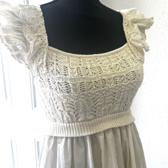 En Saison Collette Cream crochet ruffle Mini Sundress S - Picture 3 of 12